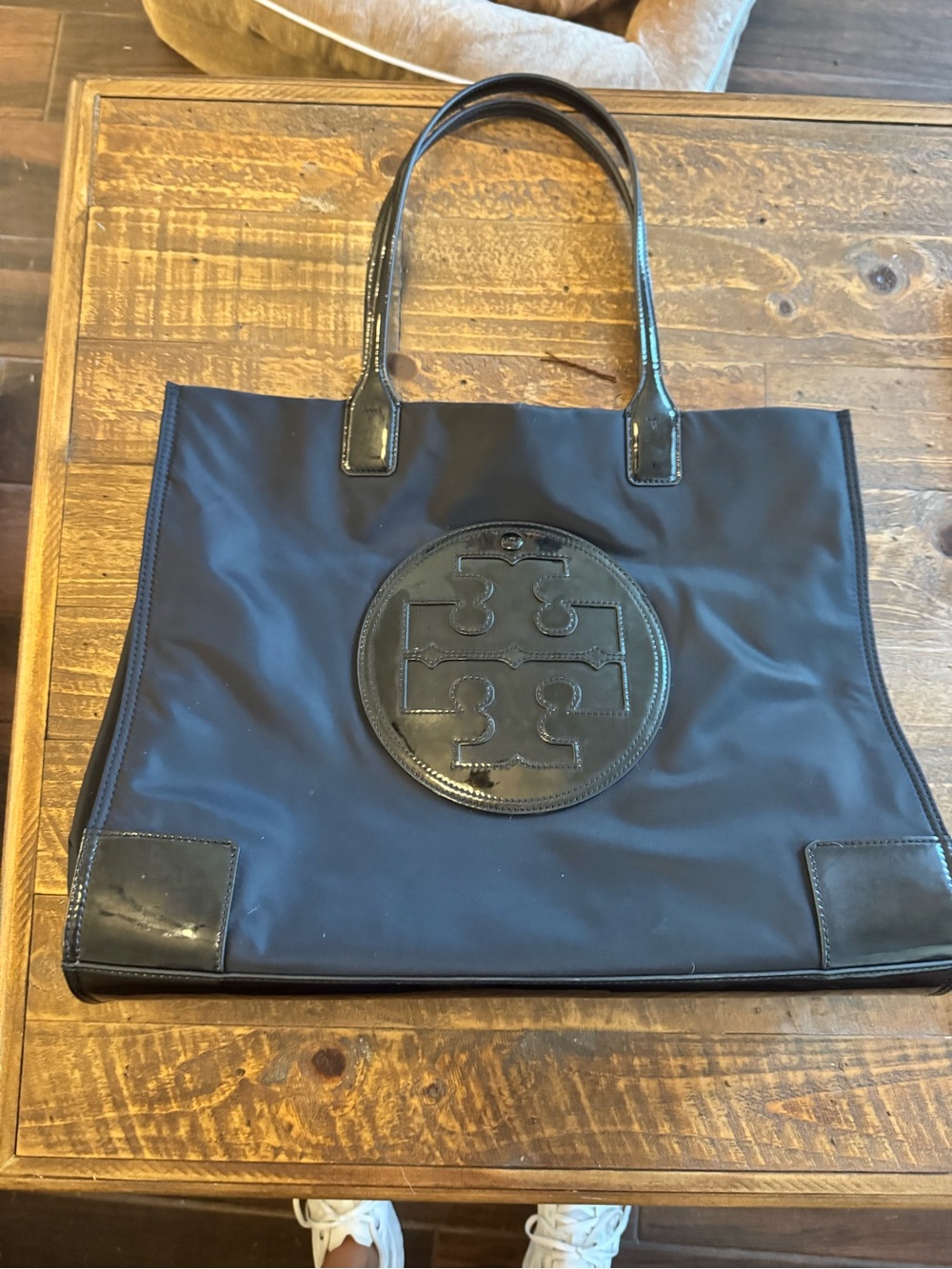 Tory Burch black Tote with Black Logo Medallion